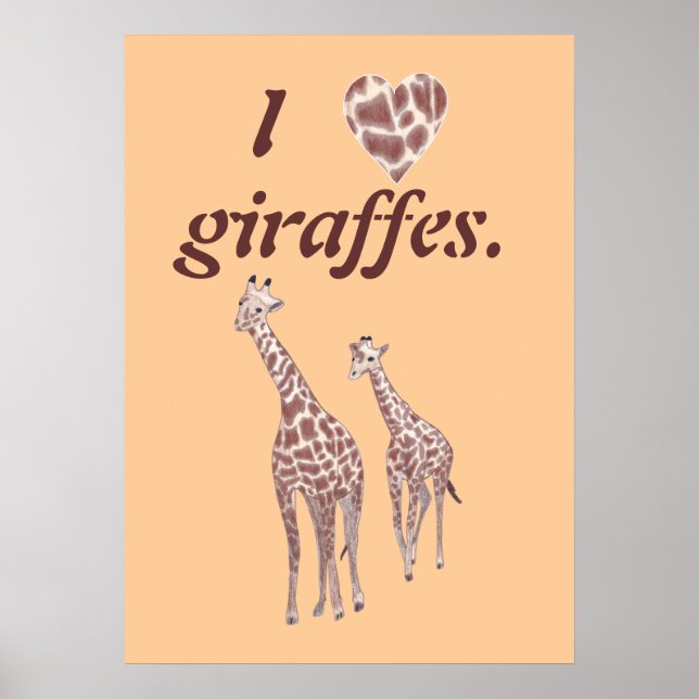 Jag älskar giraffer, giraffaffisch för mor och bar poster (Framsidan)