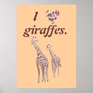 Jag älskar giraffer, giraffaffisch för mor och bar poster