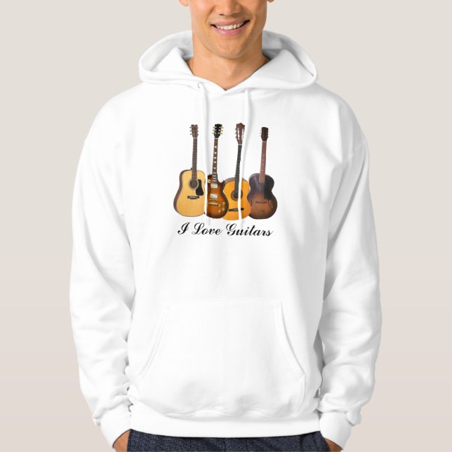 JAG ÄLSKAR GITARRER SWEATSHIRT MED LUVA (Framsida)