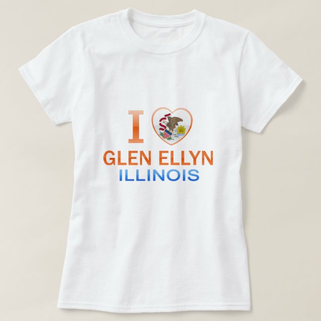 Jag älskar Glen Ellyn, IL Tee Shirt (Design framsida)