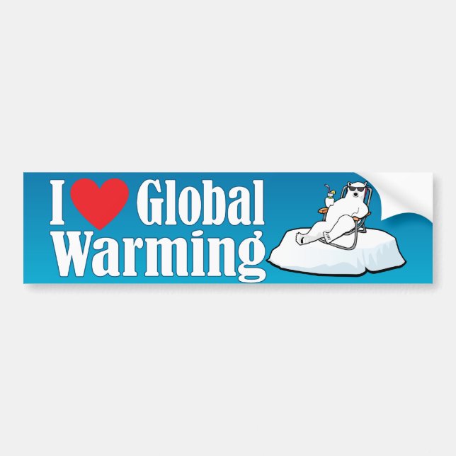 Jag älskar global uppvärmning bildekal (Framsidan)