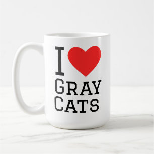 Jag älskar grå katter kaffemugg