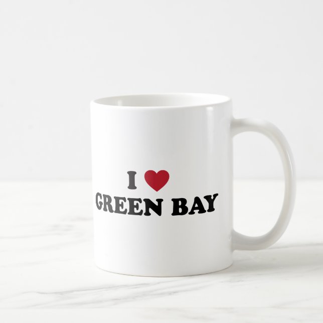 Jag älskar Green Bayen Wisconsin Kaffemugg (Höger)