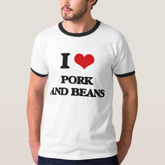 Jag älskar gris och bönor tee shirt (Framsida)