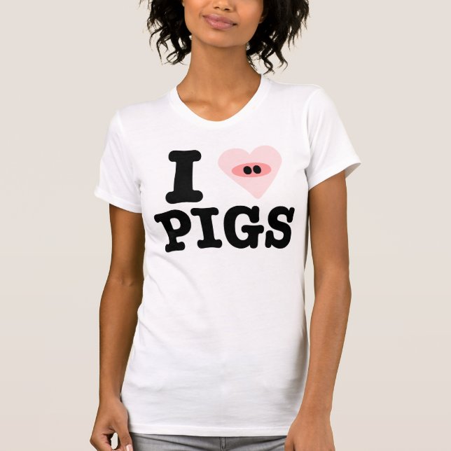 jag älskar grisar t-shirt (Framsida)