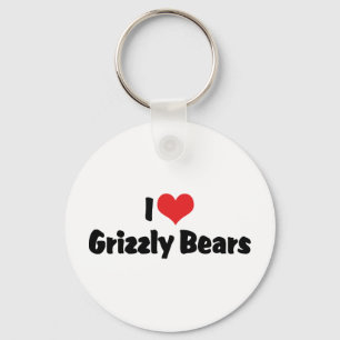 Jag älskar Grizzlybjörnar med hjärta Nyckelring