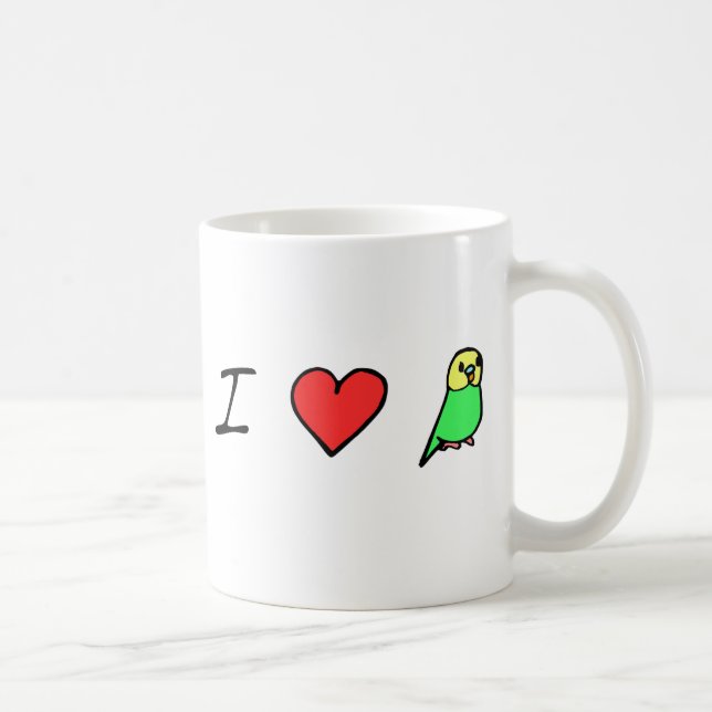 Jag älskar (gröna) undulater-mugg kaffemugg (Höger)