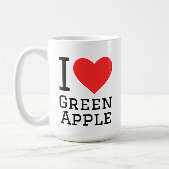 Jag älskar grönt äpple kaffemugg (Vänster)