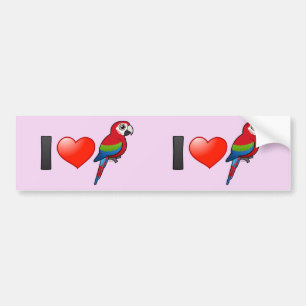 Jag älskar Grönt-påskyndade Macaws Bildekal