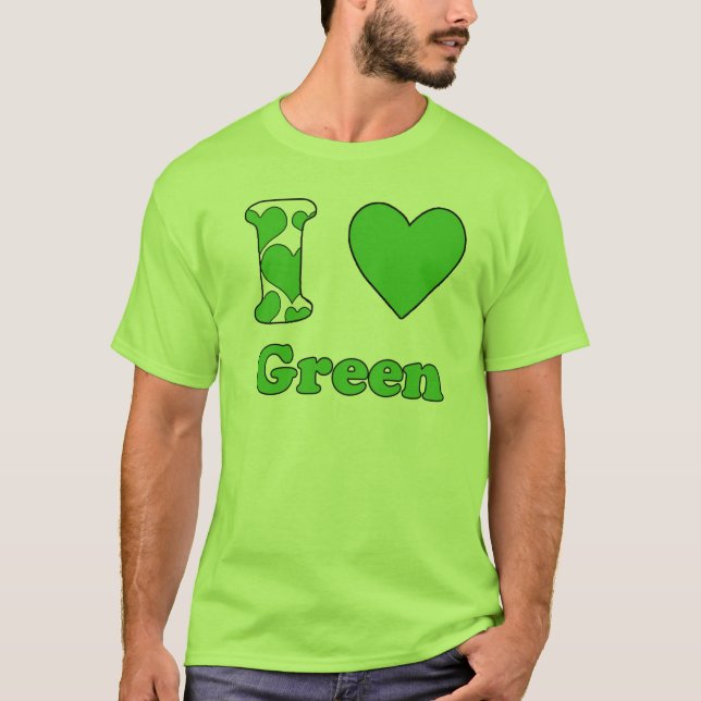 Jag älskar Grönt Tee Shirt (Framsida)