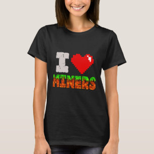Jag älskar gruvarbetares roliga hjärta videospelar t shirt