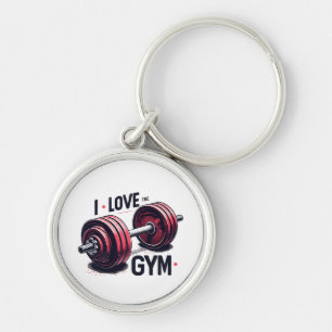 Jag älskar gymmet rund silverfärgad nyckelring