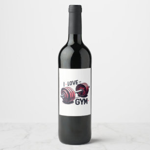 Jag älskar gymmet vinflaska etikett