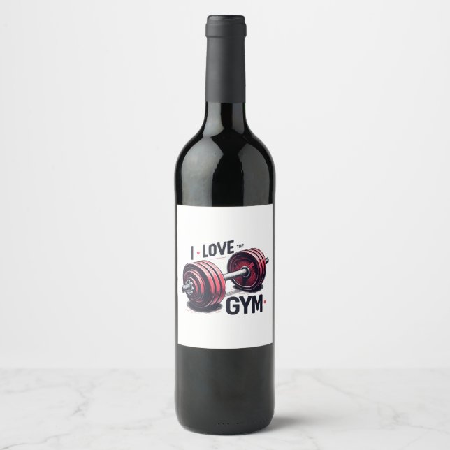 Jag älskar gymmet vinflaska etikett (Framsida)