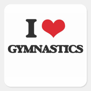 Jag älskar gymnastik fyrkantigt klistermärke