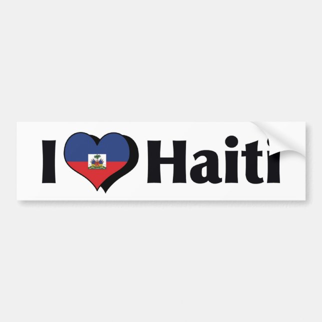 Jag älskar Haiti Flagga Bildekal (Framsidan)