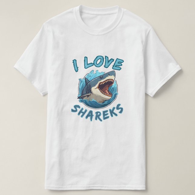 Jag älskar hajar fiskare t shirt (Design framsida)
