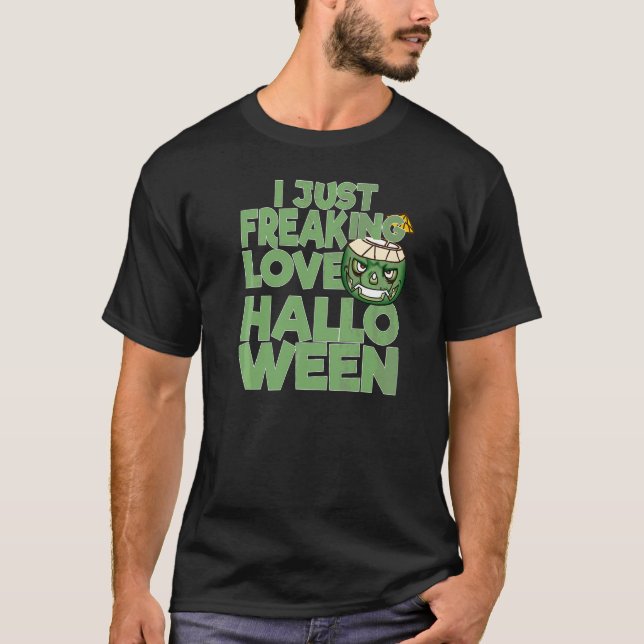 Jag Älskar Halloweens Kokosnöt Jack O Lan T Shirt (Framsida)
