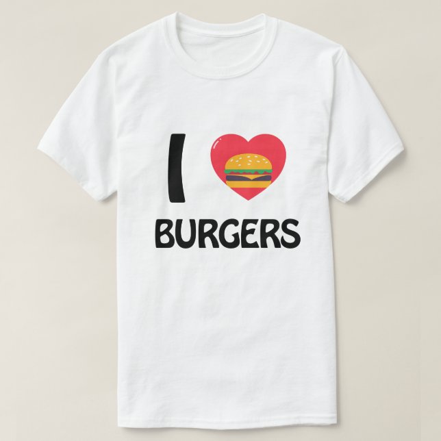 Jag älskar hamburgare t shirt (Design framsida)