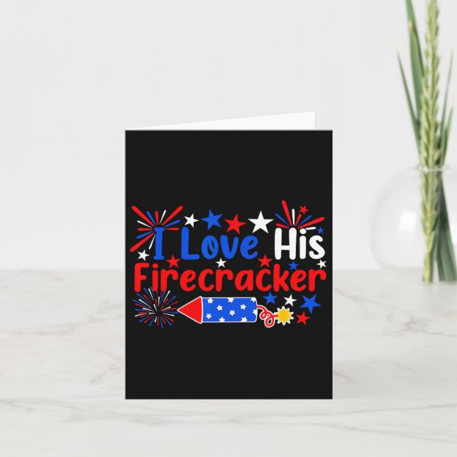 Jag älskar hans Firecracker Roliga 4 juli fyrverke Kort (Framsida)
