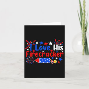 Jag älskar hans Firecracker Roliga 4 juli fyrverke Kort