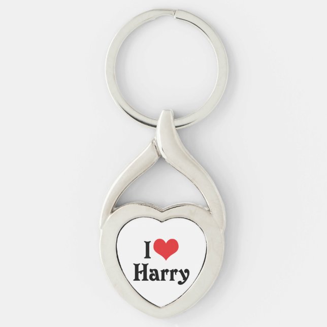 Jag älskar Harry Twisted Heart Silverfärgad Nyckelring (Framsidan)
