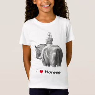 Jag älskar hästar (för hjärta): Flicka på hä T Shirt