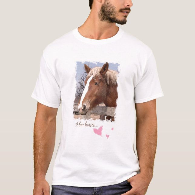 Jag älskar hästrosahjärtor tee (Framsida)