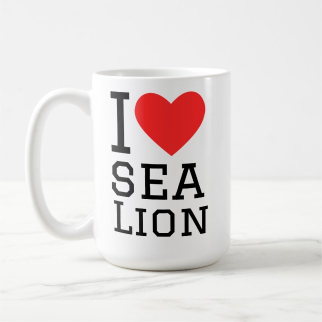 Jag älskar havs lejon kaffemugg (Vänster)