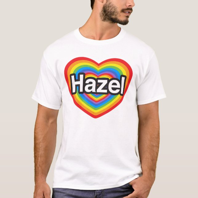 Jag älskar hazelen. Jag älskar dig hazelen. Hjärta Tee (Framsida)
