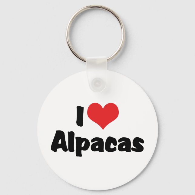 Jag älskar Heart Alpackor Nyckelring (Framsida)