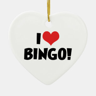 Jag älskar Heart Bingo! - Bingoälskare Julgransprydnad Keramik