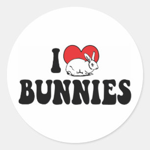 Jag älskar Heart Bunny kaniner Runt Klistermärke