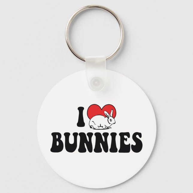 Jag älskar Heart Bunny Rabbits Nyckelring (Framsida)