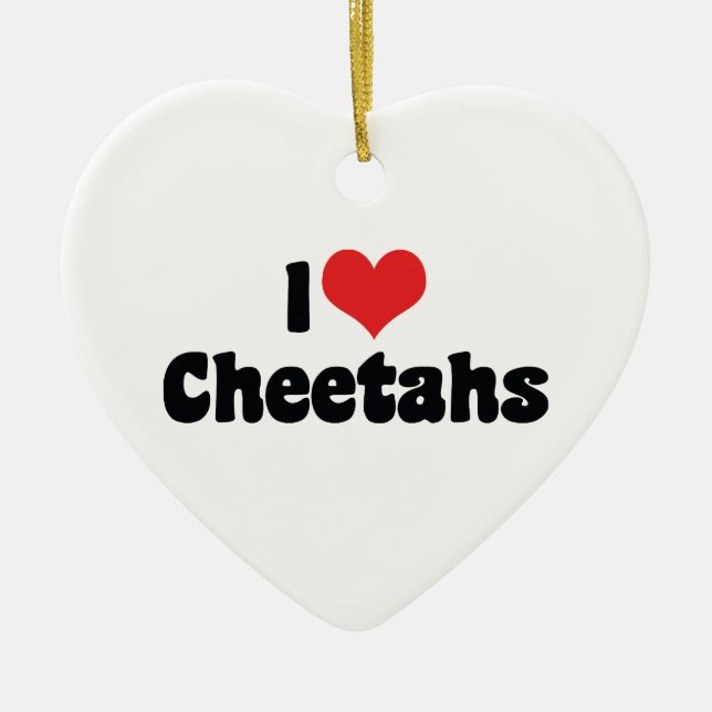 Jag älskar Heart Cheetahs Julgransprydnad Keramik (Framsidan)