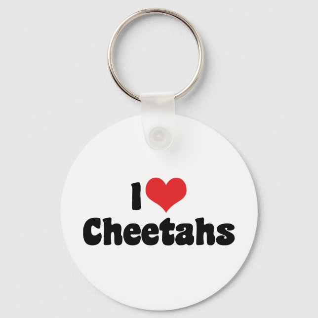 Jag älskar Heart Cheetahs Nyckelring (Framsida)