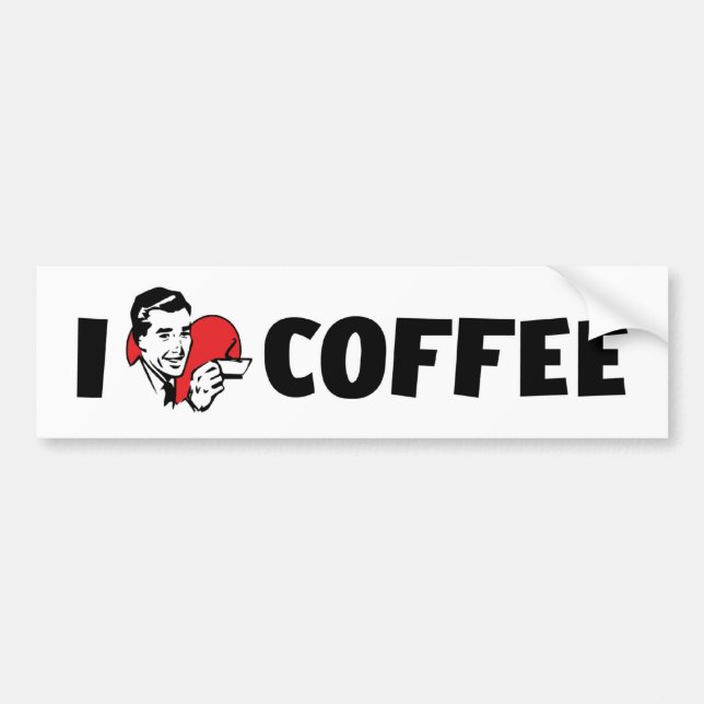 Jag älskar Heart Coffee - Java Kaffeälskare Bildekal (Framsidan)