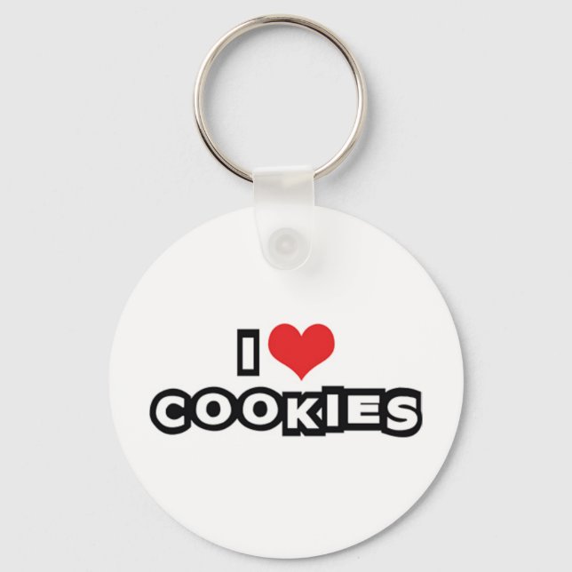 Jag älskar Heart Cookies - Skräpmatälskare Nyckelring (Framsida)
