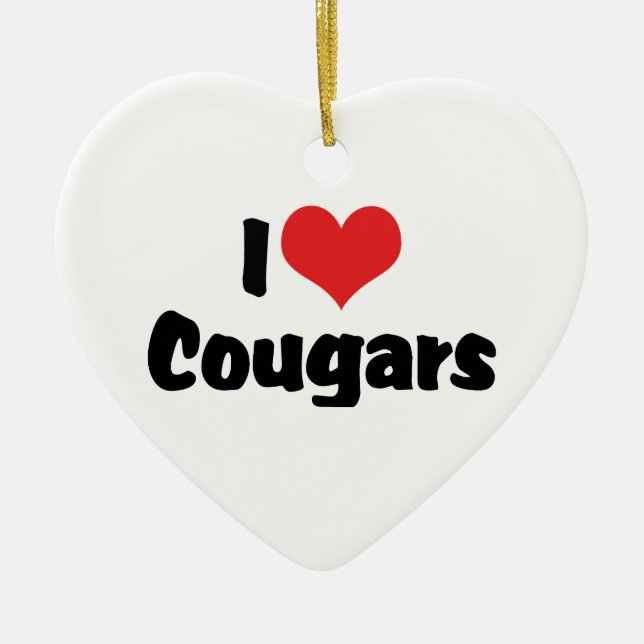 Jag älskar Heart Cougars Julgransprydnad Keramik (Framsidan)
