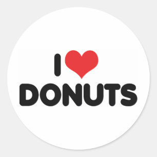Jag älskar Heart Donuts - Munk Snabbmat Sockerälsk Runt Klistermärke