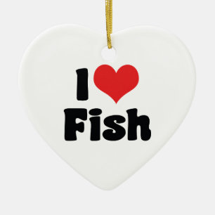 Jag älskar Heart Fish - Akvarieälskare Julgransprydnad Keramik