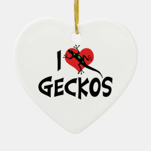 Jag älskar Heart Geckos Julgransprydnad Keramik