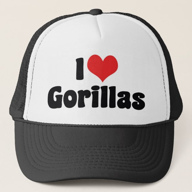 Jag älskar Heart Gorillas - Gorilla Älskare Truckerkeps (Framsida)