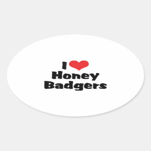 Jag älskar Heart Honey Badgers Ovalt Klistermärke