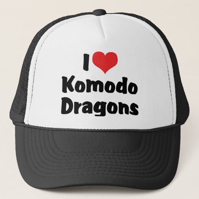 Jag älskar Heart Komodo-drakar Keps (Framsida)