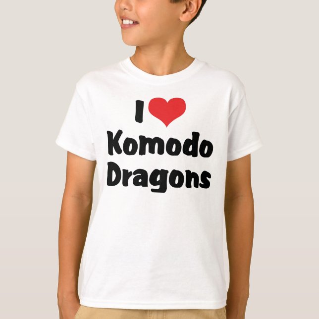 Jag älskar Heart Komodo-drakar Tee Shirt (Framsida)
