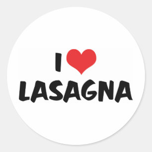 Jag älskar Heart Lasagna - Italiensk mat pastaanhä Runt Klistermärke