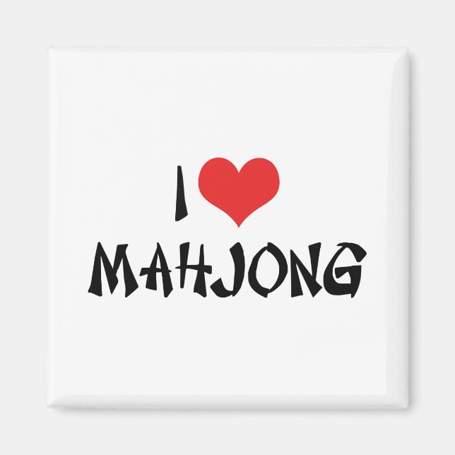 Jag älskar Heart Mahjong - Mah Jong-älskare Magnet (Framsidan)