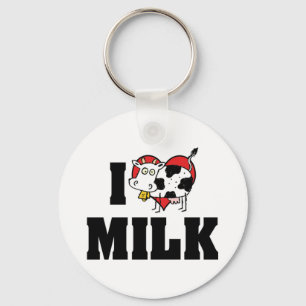 Jag älskar Heart Milk - Ko Juice Mejeriälskare Nyckelring
