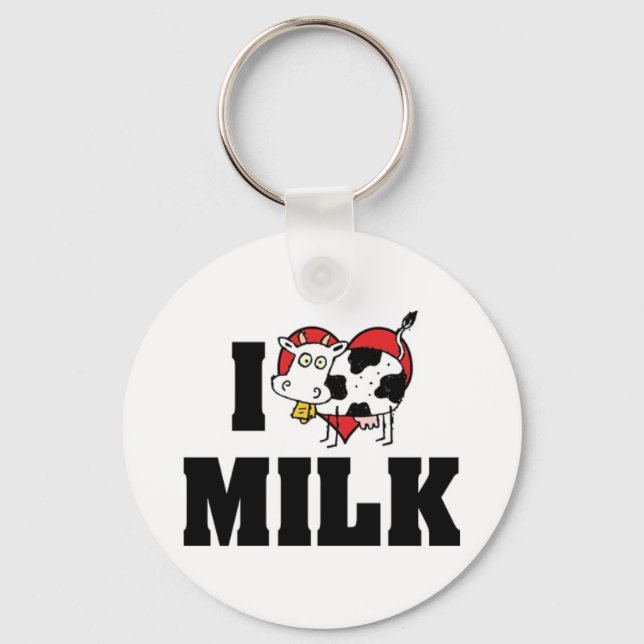 Jag älskar Heart Milk - Ko Juice Mejeriälskare Nyckelring (Framsida)